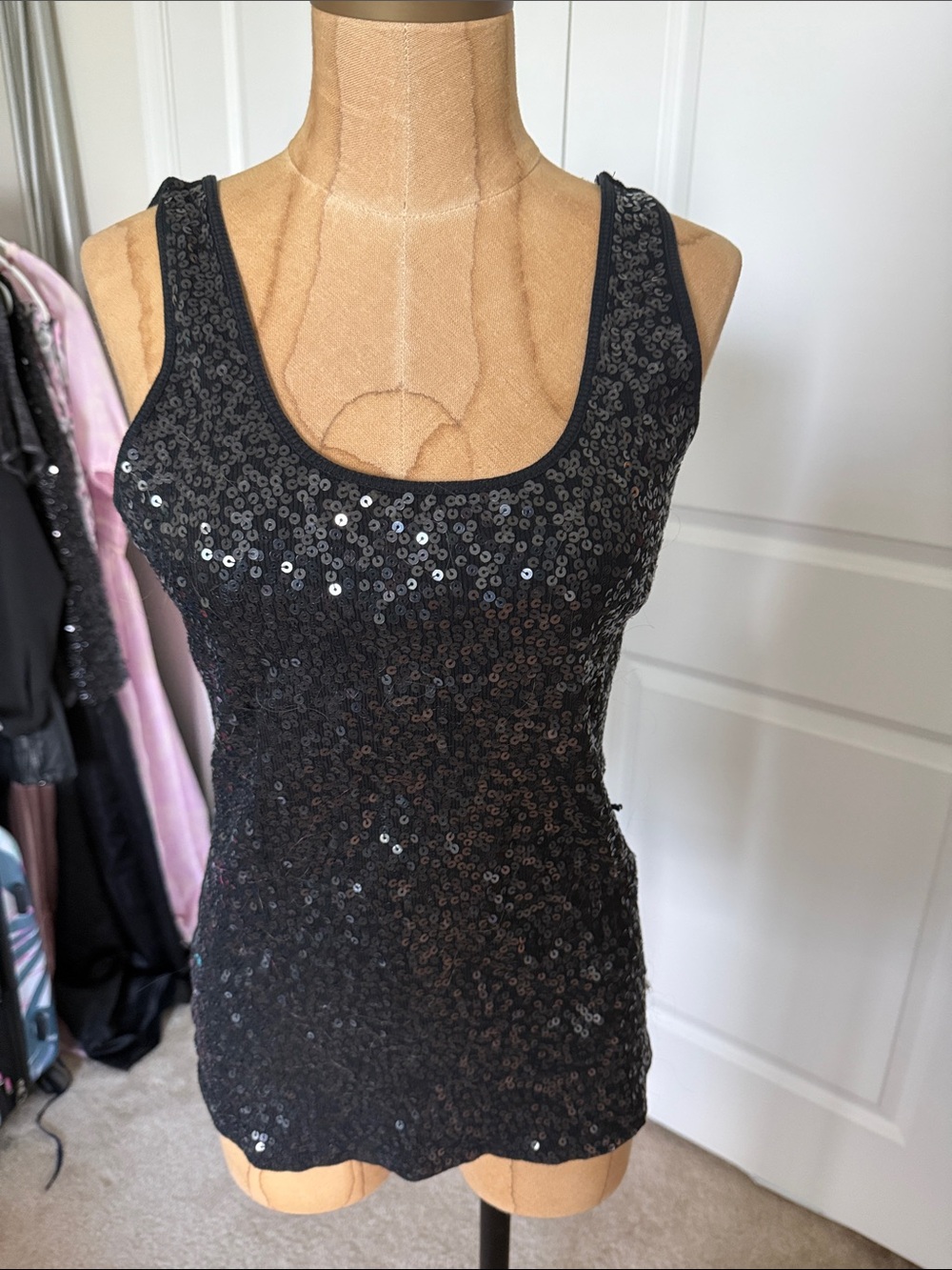 Express Black Sequin Tank Top
